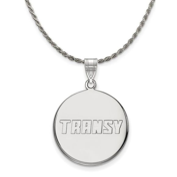 Sterling Silver Transylvania U. Large Disc Pendant Necklace - 20 Inch